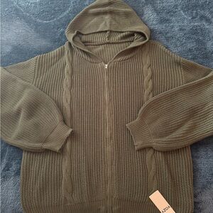 Cozy Olive Green Hooded Cardigan